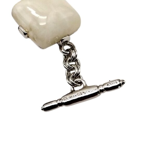 Hutton Wilkinson White Puffy Square Link Toggle Bracelet - Picture 7 of 13